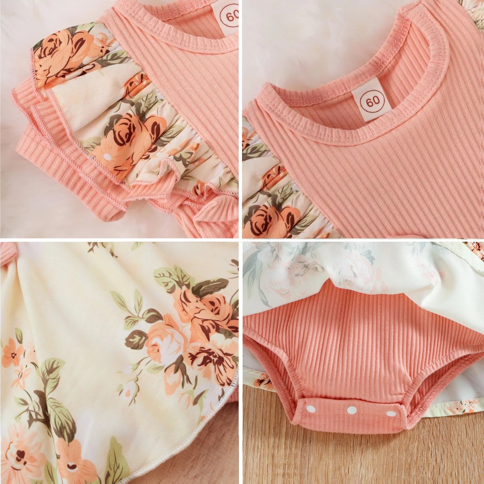 Floral baby Girl Dress With Bowknot headband