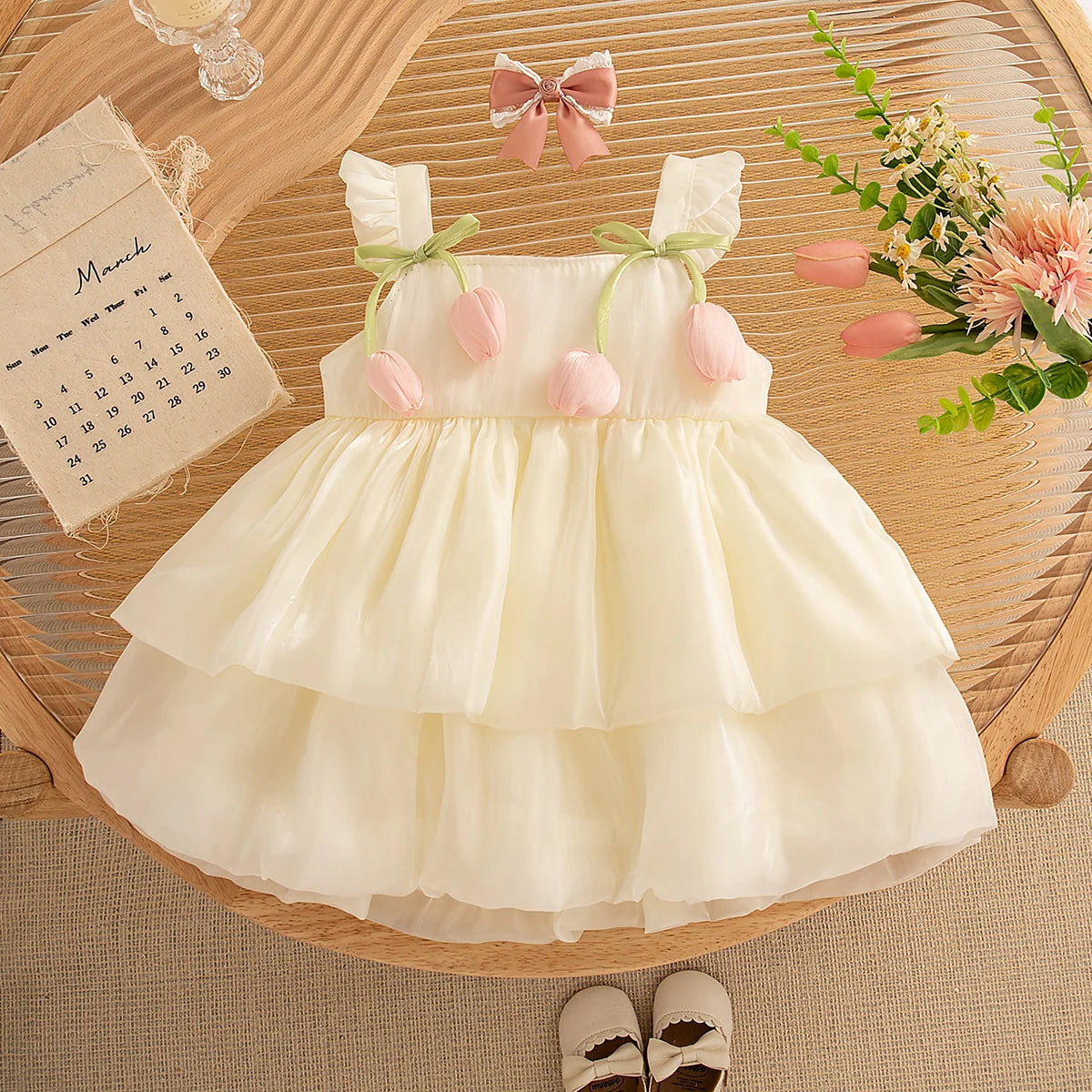 Tulip Pattern Puffy Girl Dress