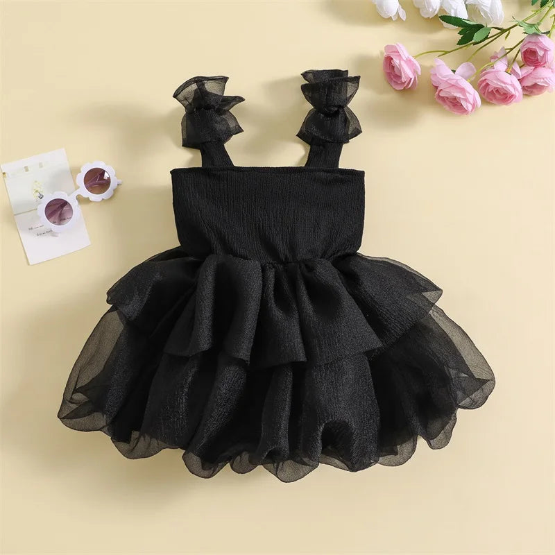 Tutu Sleeveless Bow Tulle Patchwork Dress
