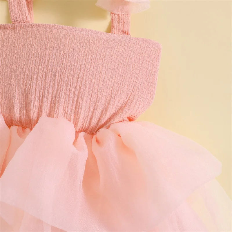 Tutu Sleeveless Bow Tulle Patchwork Dress