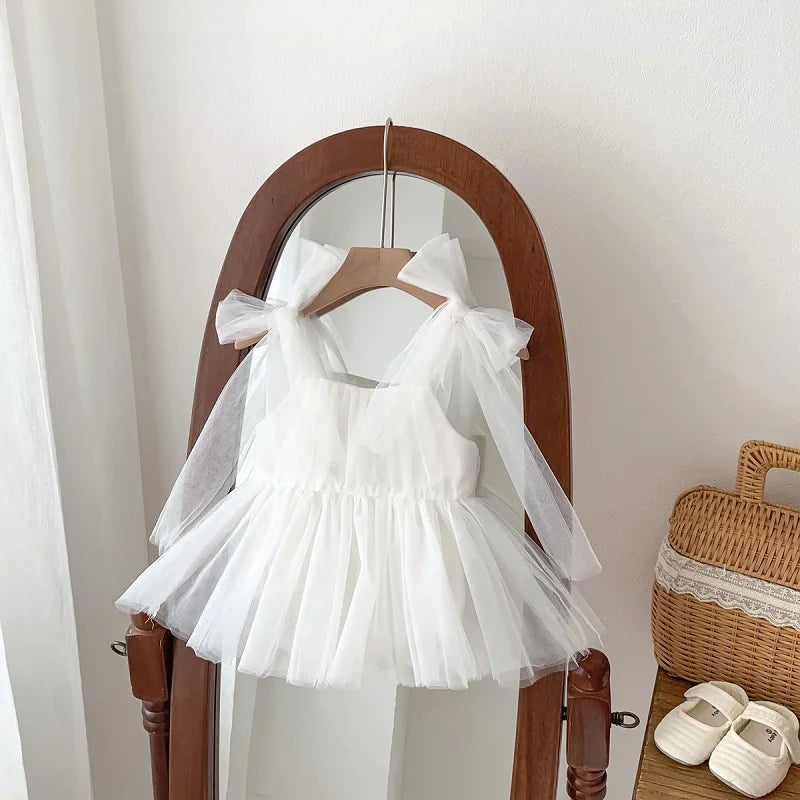 Sleeveless Princess Mesh Romper Dress
