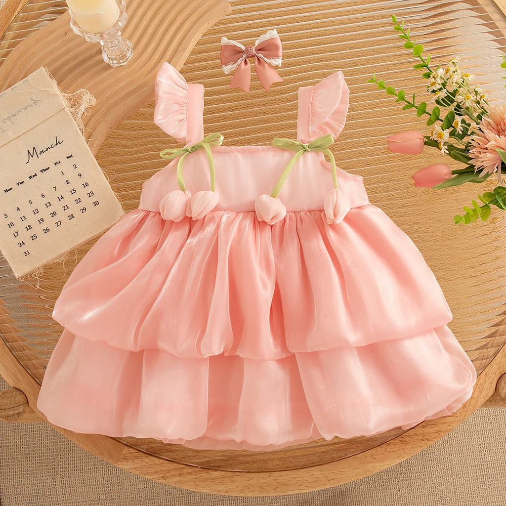Tulip Pattern Puffy Girl Dress