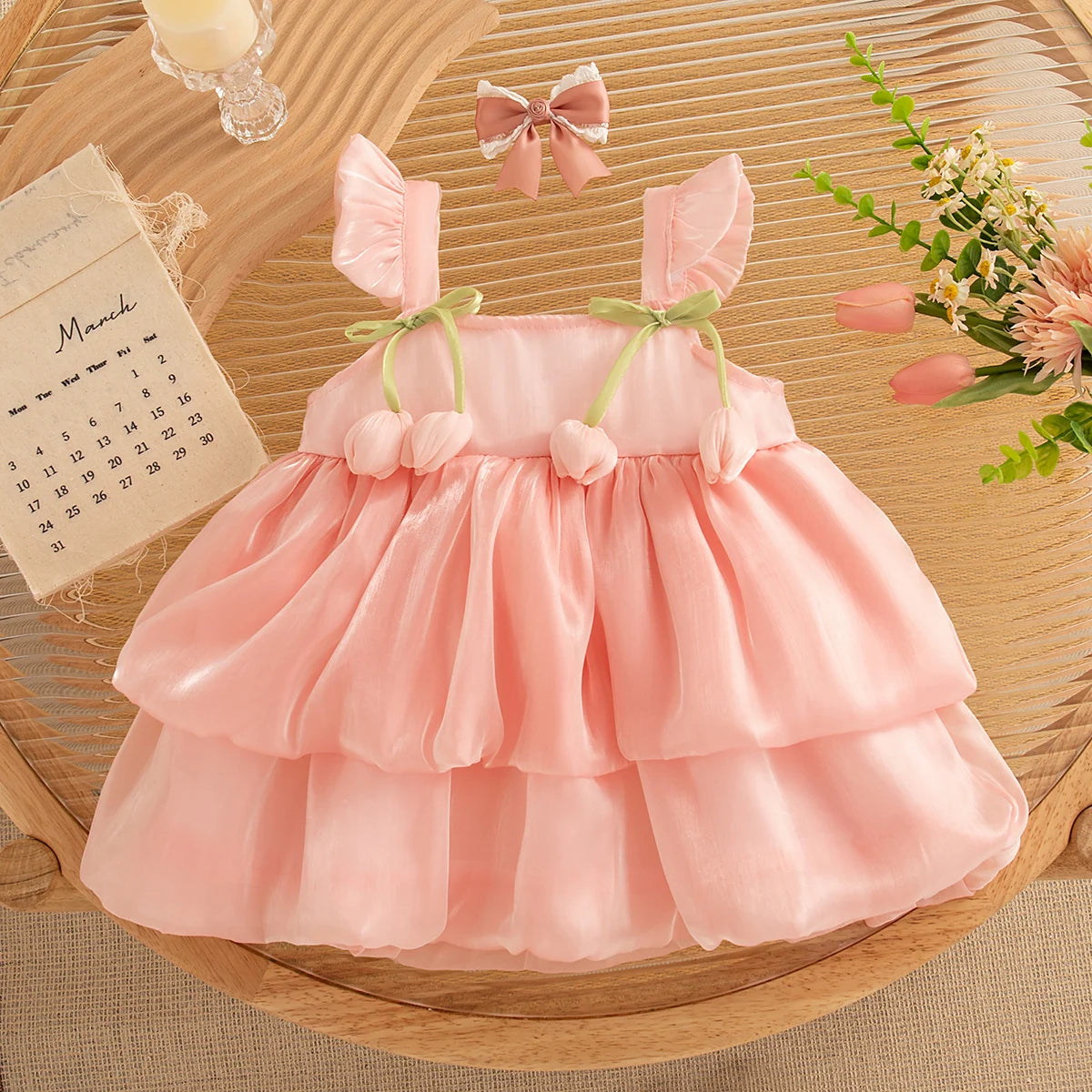 Tulip Pattern Puffy Girl Dress