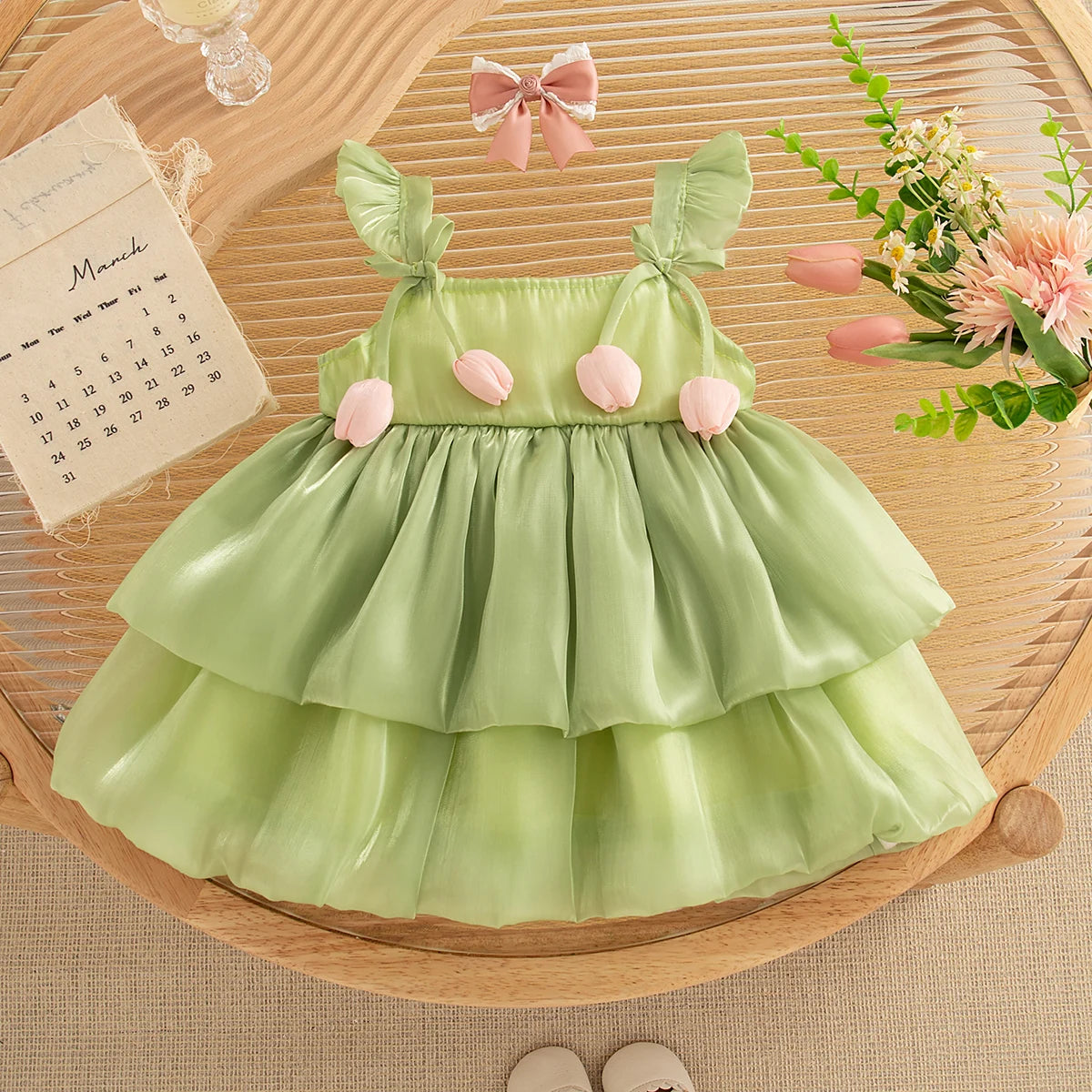 Tulip Pattern Puffy Girl Dress
