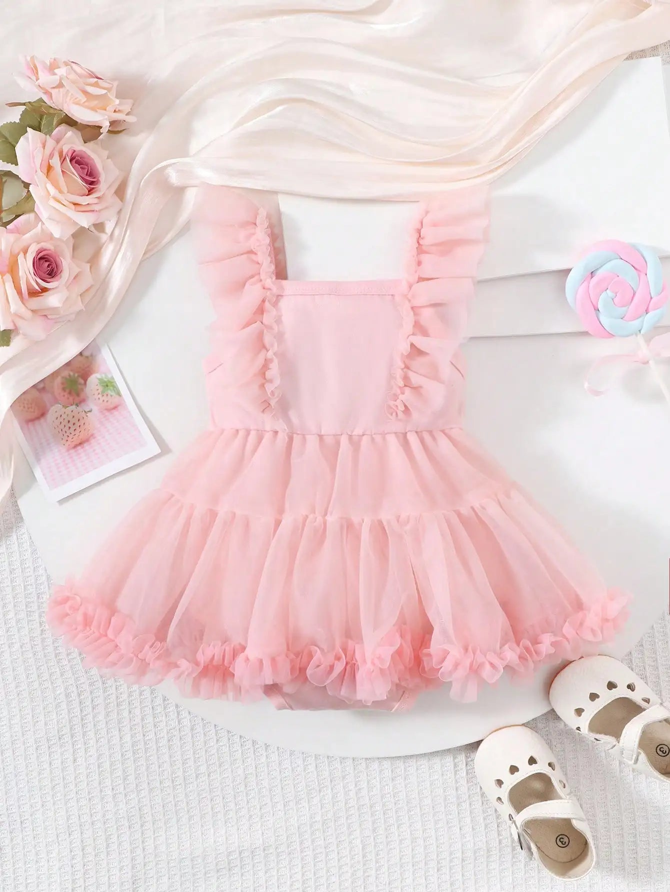 Bow Mesh Cute One Piece Dress