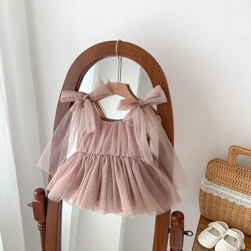 Sleeveless Princess Mesh Romper Dress