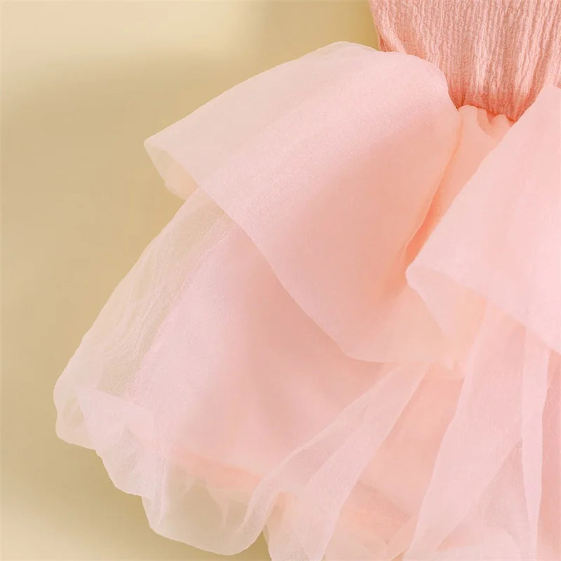 Tutu Sleeveless Bow Tulle Patchwork Dress