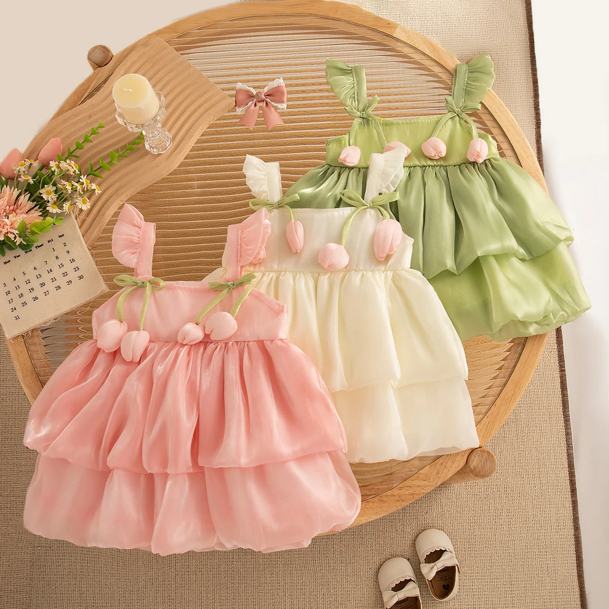 Tulip Pattern Puffy Girl Dress