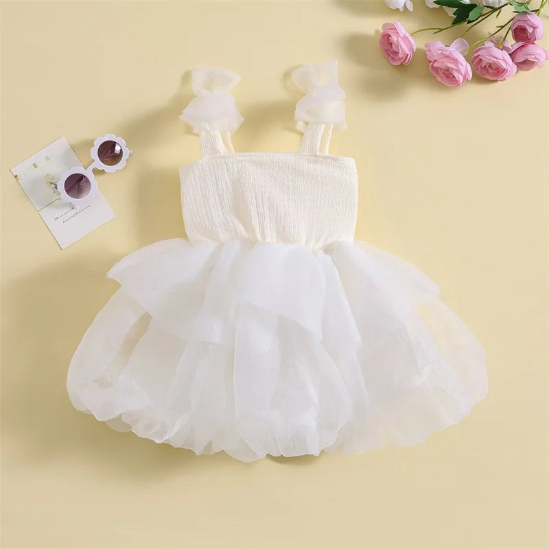 Tutu Sleeveless Bow Tulle Patchwork Dress