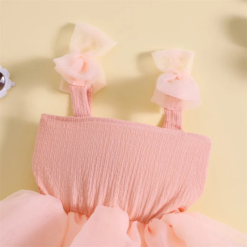 Tutu Sleeveless Bow Tulle Patchwork Dress
