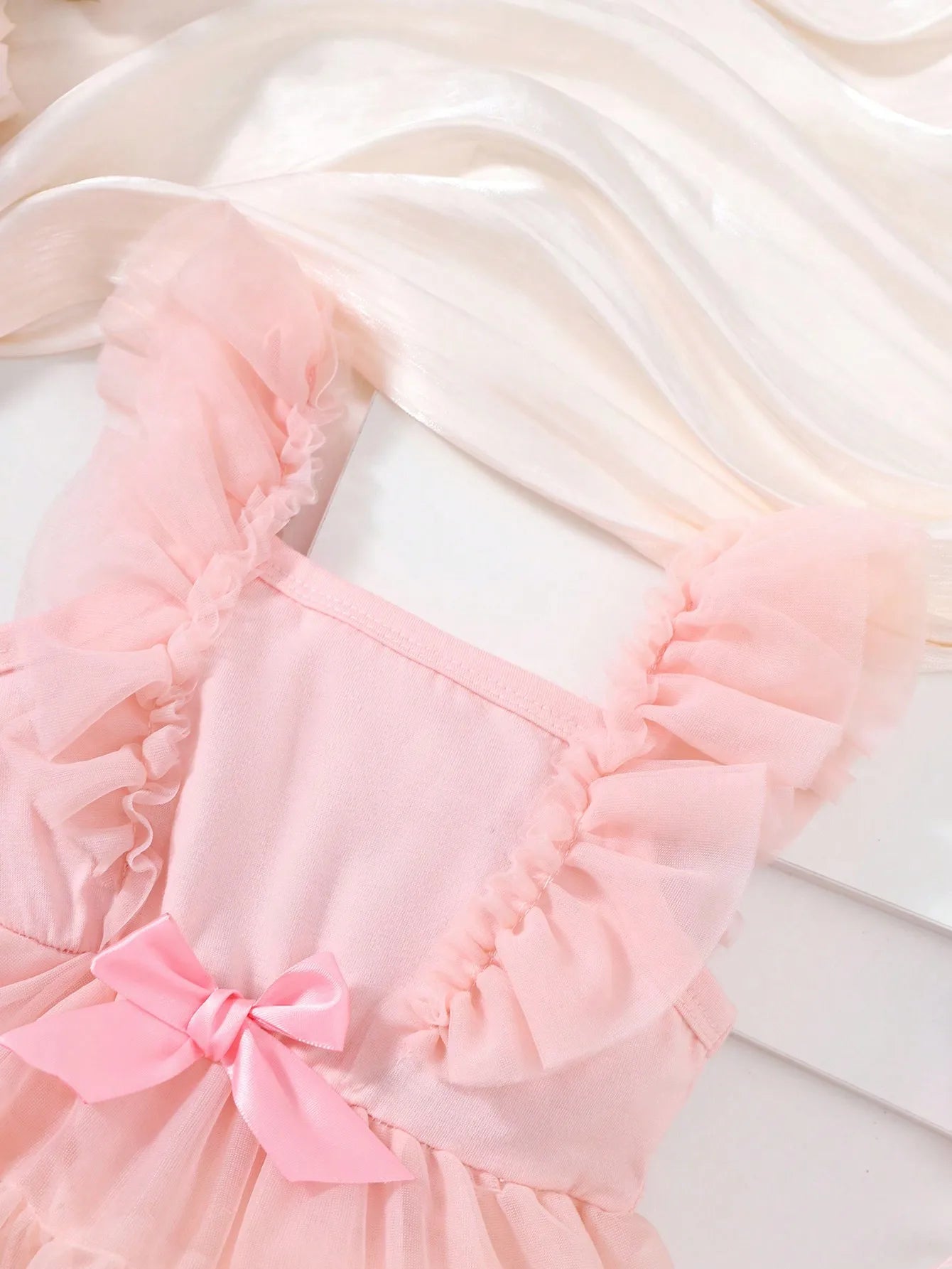 Bow Mesh Cute One Piece Dress
